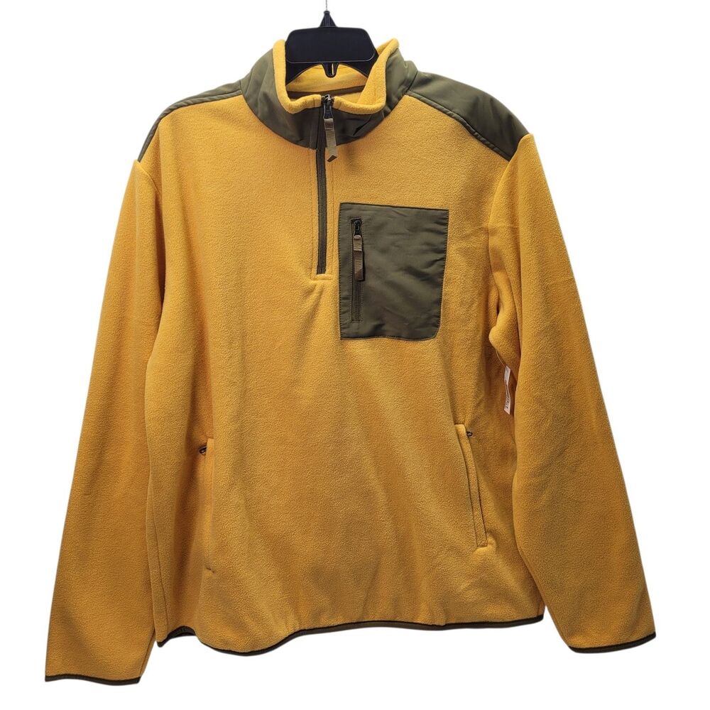 Amazon Essentials Men's Fleece Pullover Jacket Mustard Yellow 1/4 Zip Size XL
